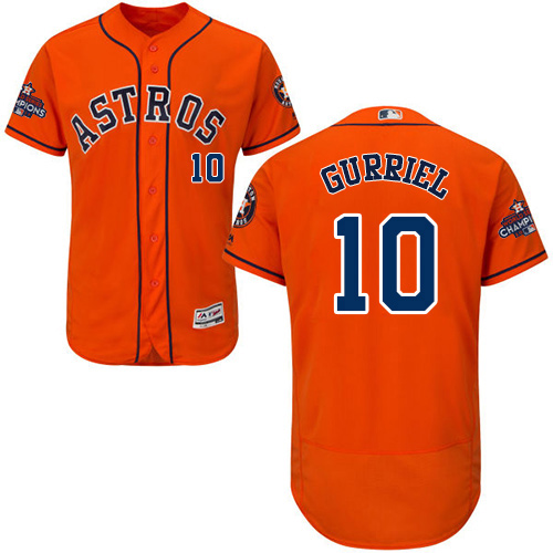 Astros #10 Yuli Gurriel Orange Flexbase Authentic Collection World Series Champions Stitched MLB Jersey - Click Image to Close